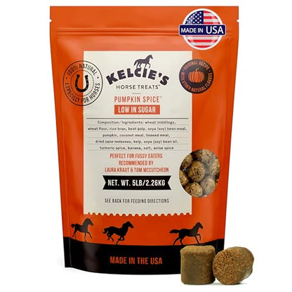 Kelcies Pumpkin Spice Horses Treats - Low Sugar, Starch, and Carbohydrates | Healthy Treats for Horse Supports Superior Digestion 5 Pound (1 Pack) - size: 5 Pound (Pack of 1)