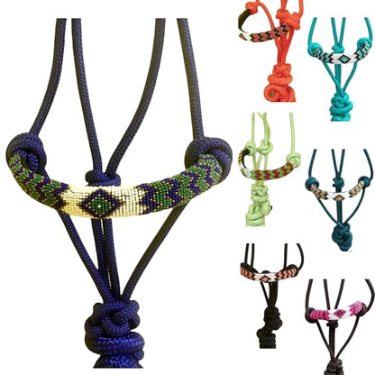 Majestic Ally Padded Beaded Nose Braided Rope Halter with 10' Matching Lead - Full (Royal Blue) - color: Royal Blue