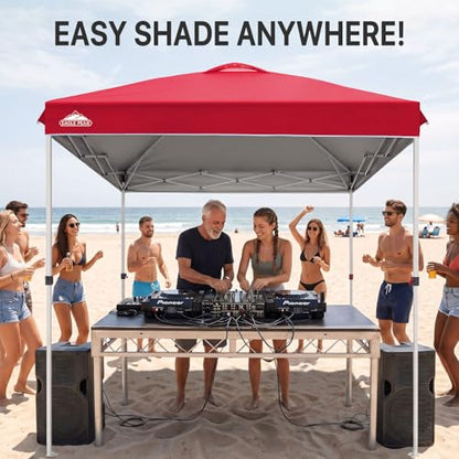 EAGLE PEAK 8x8 Pop Up Canopy Tent Easy Up Canopy Outdoor, Red - color: Red, size: 8x8