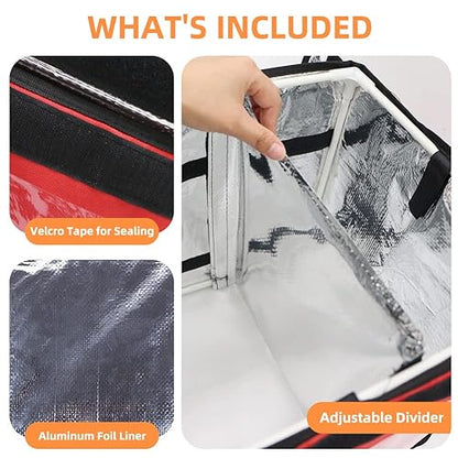 TooCust Large Insulated Food Delivery Bag with Fixed Base and Internal Frame, L-17.7"x11.4"x13", Commercial Pizza Delivery Bag w/Divider, Waterproof & Foldable Catering Bag Food Deliveries, Red - color: Red, size: L-17.7"x11.4"x13"