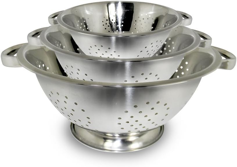 ExcelSteel Colander Set Stainless Steel | Nesting Design | Mirror Polished-| Oversized Handles-| 1-4 Quart,Set of 3,(Pack of 6) - size: 1 QT/2.5 QT/4 QT (Pack of 6)