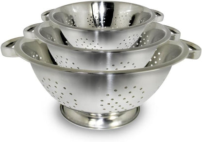 ExcelSteel Colander Set Stainless Steel | Nesting Design | Mirror Polished-| Oversized Handles-| 1-4 Quart,Set of 3,(Pack of 6) - size: 1 QT/2.5 QT/4 QT (Pack of 6)