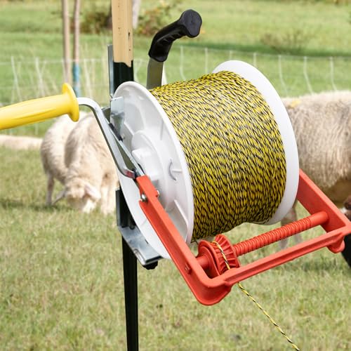 3:1 Geared Electric Fencing Reel, Electric Fence Wire Reel, with Guide - size: 0 ft x 1 standard reel x 1 guide