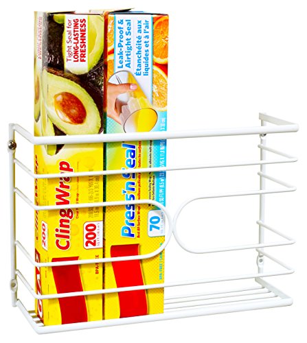 Deco Brothers Wall Mount Kitchen Wrap Organizer Rack, White