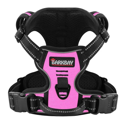BARKBAY Dog Harness for Small Sized Dog No Pull 2 Leash Clips Dog Vest - color: Pink, size: X-Small