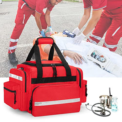 Damero Professional Medical Bag Empty, First Responder Trauma Bag, Red - color: Red