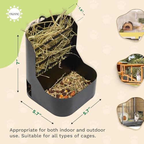 Hay and Food Feeder for Rabbit, Guinea Pig, Bunny, Chinchilla, Heavy Duty Metal Bin 5.5 x 5.5 x 7 inch (Pack of 2) - size: Pack of 2