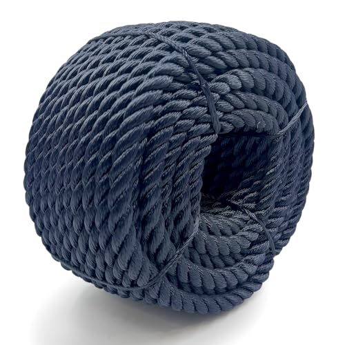 Heavy Duty Twisted PP/Polyester/Nylon Rope, Weather-Resistant & Waterproof Rope for Pool, Marine, Camping, Household Use, Construction & Rigging Applications (Navy, 3/8in X 98FT) - color: Navy, size: 3/8in X 98FT