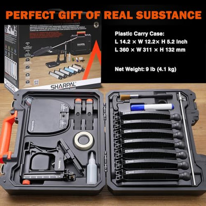 SHARPAL 202H Precision Knife Sharpening System, Adjustable Angle 10–35° | Knife Sharpener Kit, 7 Abrasive Plates (Diamond 220/325/600/1000, Whetstone 3000/6000, Leather Strop) and Giftable Carry Case