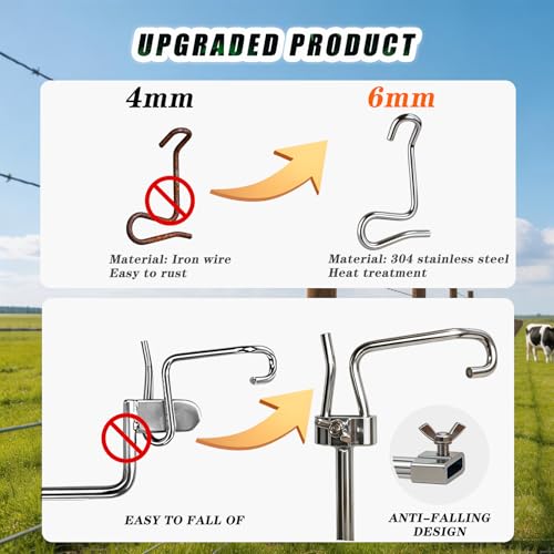 40Pcs 6mm Fence Tighteners, 1/4" Fence Tightener Clips and Tighteners Handle, Fence Wire Tightener Tool, Fence Wire Tensioning Tool for Wire Fence Farm Garden