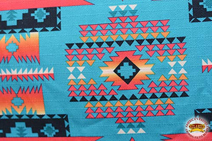Waterproof Horse Turnout Sheet Hilason 1200D Rip-Stop Lightweight Rain Sheet with Belly Wrap Taffeta Lining Shoulder Gussets - color: Turquoise Aztec With Black, size: 66 in