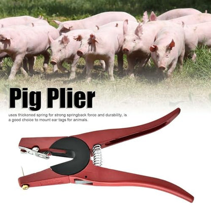 Aluminum Alloy Ear Tag Applicator Plier – Ergonomic Livestock Tagger for Pigs, Sheep, Goats with Non-Slip Grip and Quick-Release Needle