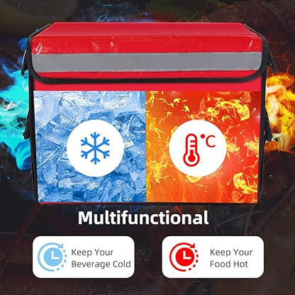 TooCust Large Insulated Food Delivery Bag with Fixed Base and Internal Frame, XL-18.1"x13.8"x13.8", Commercial Pizza Delivery Bag w/Divider, Waterproof & Foldable Catering Bag Food Deliveries, Red - color: Red, size: XL-18.1"x13.8"x13.8"