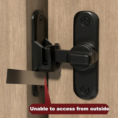 Barn Door Lock, 90/180 Degree Gate Latches, Zinc Alloy Right Angle Door Lock Latch, Barn Door Hasp Latch for Push/Sliding/Barn Door (1 Black)