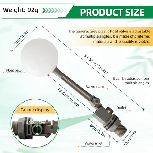 2 Pack Float Valve 3/4 Inch Automatic Water Level Control Adjustable Arm