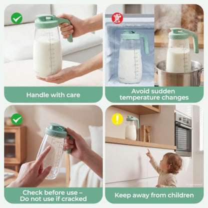 Momcozy Breast Milk Pitcher, Glass Storage Container Wide Mouth, 48oz 1pc - color: Green, size: 48 Ounce-1 Count