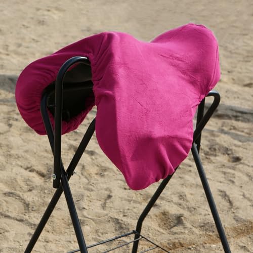 Harrison Howard Fleece Saddle Cover for GP/Close Contact Saddles, Dust Protection, Machine Washable, Elastic Fit - Magenta - color: Magenta, size: GP/CC-One Size