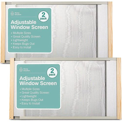 Home Intuition 2-Pack Adjustable Horizontal Window Screen 21-37 inches Wide, 7 Inch High, Bug and Mosquito Netting, Replacement WindowScreen for Kitchen Windows, RV Camper, Dorm Ventilation - size: 7" High x 21" - 37" Wide