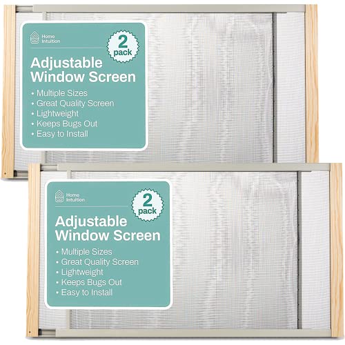 Home Intuition 2-Pack Adjustable Horizontal Window Screen 21-37 inches Wide, 10 Inch High, Bug and Mosquito Netting, Replacement WindowScreen for Kitchen Windows, RV Camper, Dorm Ventilation - size: 10" High x 21" - 37" Wide