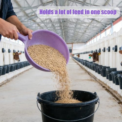 2 Quart Large Feed Scoop with Long Handle Grain Scoop for Horse Livestock Farm Large Dogs Water Ladle 8 Cups (Light Purple)