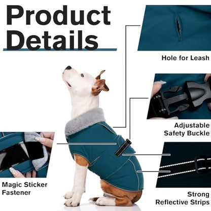 Lelepet Dog Coats for Small Dogs Waterproof Dog Jacket with Adjustable Fit - color: Dark Green, size: S