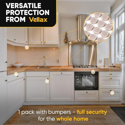 Vellax 400 Felt Furniture Pads for Hardwood Floors, Beige, Self-Adhesive - size: 400 Pcs - 0.40" x 0.10"