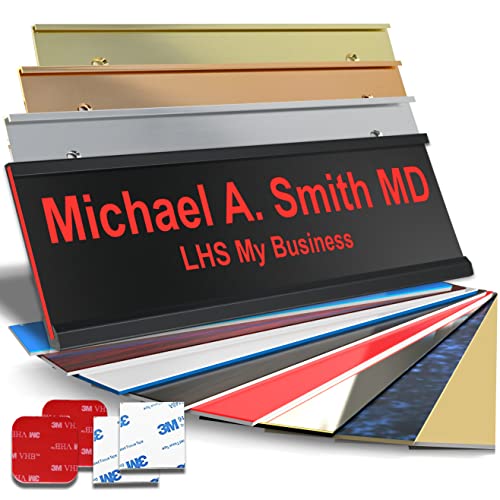 Custom Office Door Name Plate, Wall Sign Black with Red Letters, 2x6 | Mounting Included 10+ Options, Desk, Wall, Cubicle & Door Nameplate Holders, 3M Adhesive, Hanging, Personalized & Made in USA - color: B19 - Black & Red, size: 2x6 Sign & Backing Choic