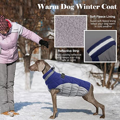 Lelepet Dog Coat Warm Dog Winter Coat Waterproof Dogs Jacket with Harness - color: Blue, size: X-Small