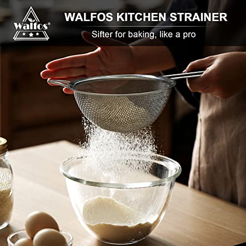 Walfos Fine Mesh Strainer Set of 3, Stainless Steel Wire Strainers for Kitchen, Multipurpose Metal Fine Sieve with Handle, Perfect for Food, Rice, Quinoa, 2.7", 4.6", 7" - size: 2.7", 4.6", 7" (3pcs)