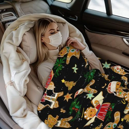 Christmas Gingerbread Man Throw Blanket Fuzzy Soft Cozy Christmas Gingerbread Man Blankets Soft Throws Warm Lightweight Plush Fleece Throw Blanket for Kids Men Women Gift Bed Couch Sofa 60"x50" - color: Gingerbread Man, size: 60"x50"