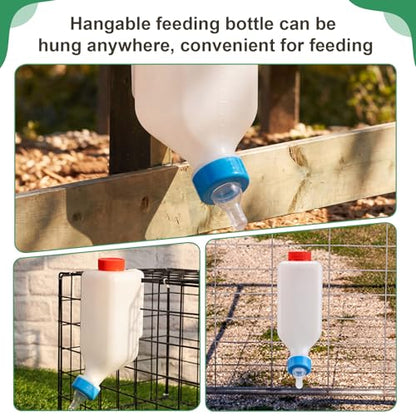 2 Sets Lamb Goat Feeding Bottles with Silicone Nipples, Thickened Heavy Duty Upside Down Hanging with Measurement Marks, Livestock Nursing Bottle for Lamb Goat Fawn Puppies Farm Use (800ml) - size: 800ml