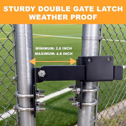 Chain Link Double Gate Latch, Steel Residential Strong Arm Double Gate Latch Chain Link Fence Gate with Convenient Padlock Holes for 1.375" Round Tube Door Frame Metal Door