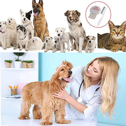 Qtopun Nits Free Lice Comb, Stainless Steel Louse Comb Head Lice Comb Flea Comb Metal Brooming Comb for Dogs Cats Pet (6 Comb)