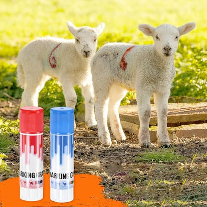 M METERXITY 6-Pack Livestock Marker, 11.6 Cm/4.6 Inches Medium Animal Crayons for Pig/Cattle/Cow/Sheep Supplies, Farming Livestock Marking Crayons [Red/Blue] - color: Red/Blue