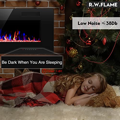 R.W.FLAME Electric Fireplace 50 inch Recessed and Wall Mounted,The Thinnest FireplaceLow Noise, Fit for 2 x 6 Stud, Remote Control with Timer,Touch Screen,Adjustable Flame Colors and Speed - size: 50"