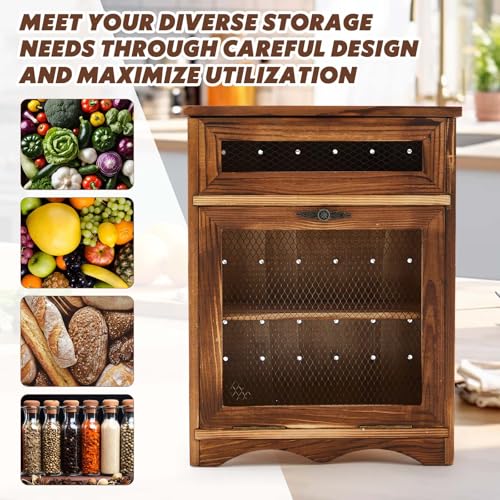 Colingmill Wooden Potato Bin, Ventilated Kitchen Counter Storage Bin