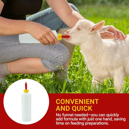 Lamb Feeding Bottle, 400 ML 5Pcs Animal Milk Feeder with 5 Pcs Replacement Nipples for Feeding Sheep Lamb