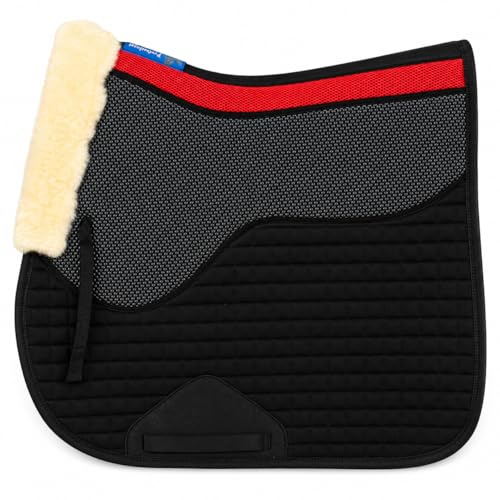 Horse English Quilted All-Purpose Gel Shock Absorbing Saddle Pad 72TS38 - color: Black Red