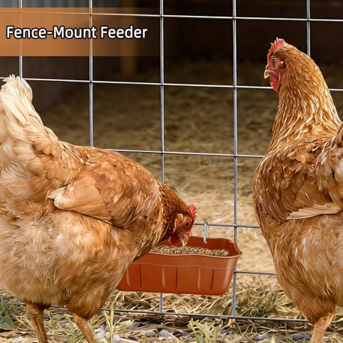 Hanging Chicken Feeders,Duck Feeder Waterer,Small Feed Trough 1.3 Quart 6 Pack,Hanging Fence Feed Trough for Poultry,Terracotta - color: Terracotta, size: 1.3 Quart (6 Pack)