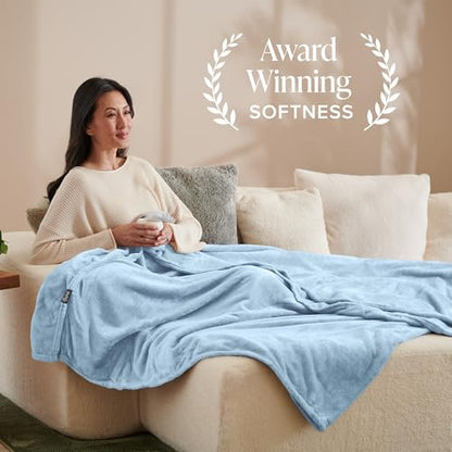 Bare Home Fleece Blanket Luxury Microplush (Full/Queen, Light Blue) - color: 08 - Light Blue, size: Full/Queen