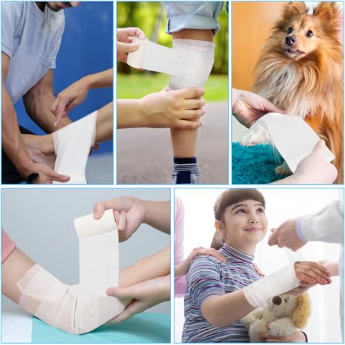 Treela 48 Pack Self Adhesive Wrap Bandage,White,3 Inches X 5 Yards - color: White, size: 3 Inch X 5 Yard