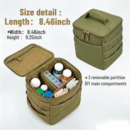 Travel Medicine Bag,Medication Pill Bottle Organizer Empty Case - color: Square Green