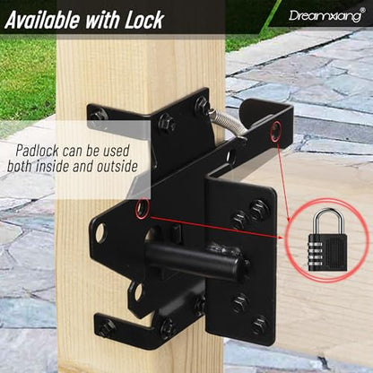 Heavy Duty Self Closing Gate Hinge & Self Locking Latch Hardware Kit, 1Pack