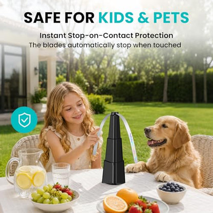 Fly Fans for Tables, Fly Fan Outdoor Indoor Keep Flies Away, Table Top Spinner with Holographic Blades, Flies Deterrent for Picnic, Restaurant, Party, Home, BBQ (4 Pack) - style: Modern