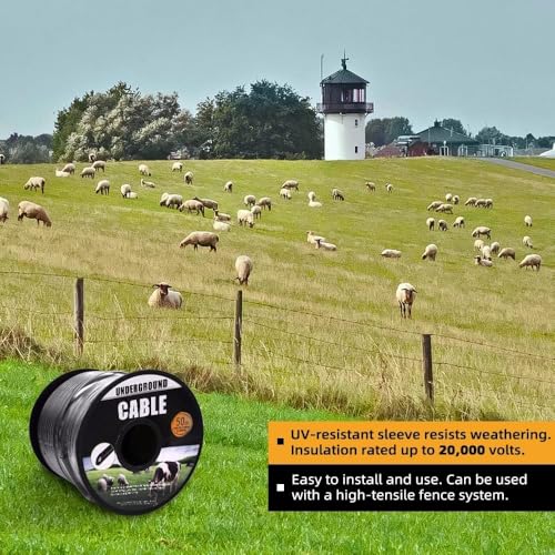 12 ½ Gauge Eeletric Fence Double Insulated Underground Wire, 2.5mm Underground Hard Cable, Direct Burial Electric Fence Wire, 50ft - size: 50 Ft