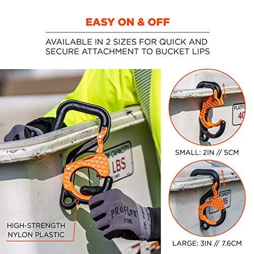 Ergodyne Squids 3178 Locking Aerial Bucket Hooks with Tethering Point, Fits 2" Lip, Attach Tool Bags or Aprons to Buckets - size: 2in (5.1cm)