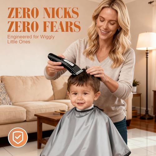 HAUSBELL Hair Clippers Cordless - Powerful Quiet Trimmer for Kids & Family | Powerful motor cuts all hair. Pre-installed blade – charge 2H, press ON. IPX7 washable. 4H battery. For kids, adults, pets
