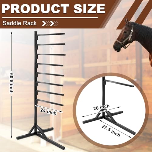 8-Tier Saddle Pad Rack with Stand, Long Rack Arms Horse Blanket Holder Horse Pad and Blanket Storage for Tack Room Organization Trailer Accessories
