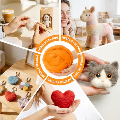 3.4oz Needle Felting Wool Sun Orange for DIY Needle Craft Enthusiasts - color: Sun Orange