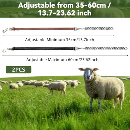 Misdary 2 Pcs Goat Show Collars Adjustable 14" Chain, 14'', Black, Brown - color: Black, Brown